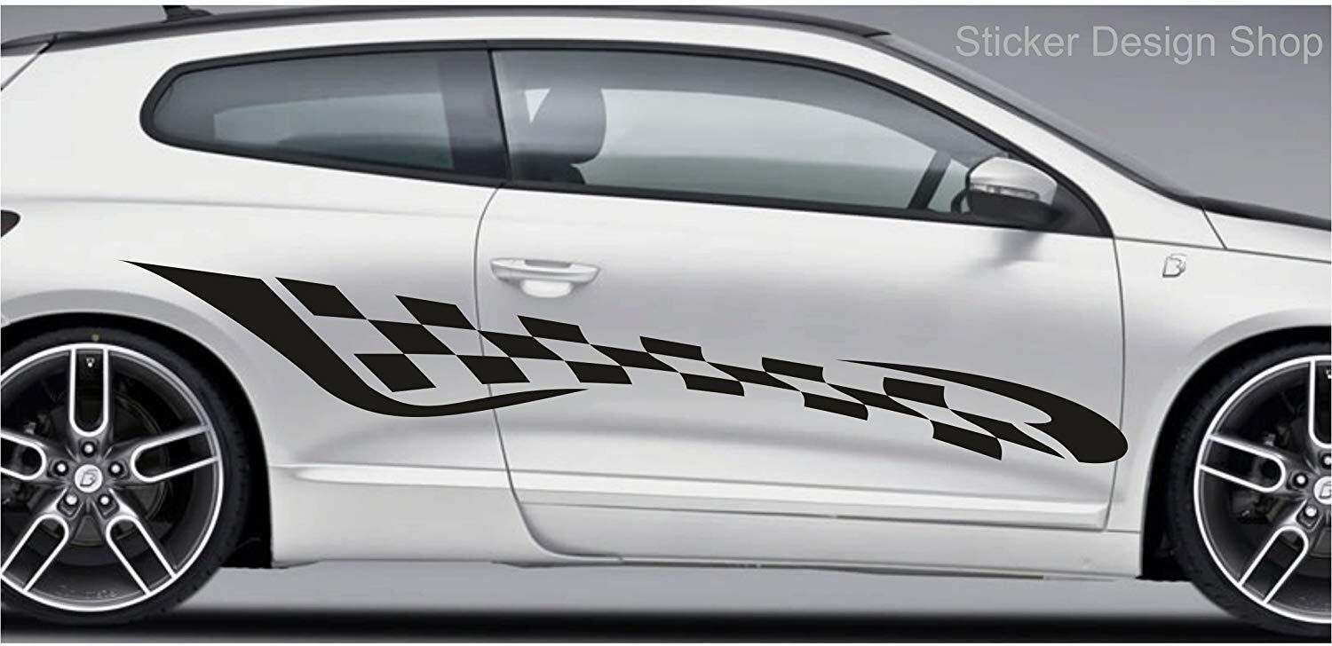 2er Set Racing Seiten Streifen Autoaufkleber Sport Auto Tattoo Aufkleber Sticker Tuning M2 140cm Schwarz von Sticker_Design_Shop