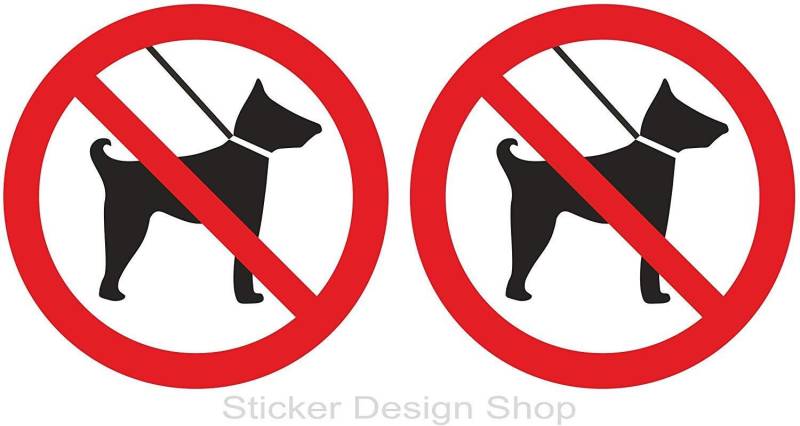 2er Set je Ø 9cm Hunde Verboten Hundeverbot Hinweisschild Aufkleber Sticker Vinly von Sticker_Design_Shop