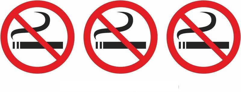 3er Set je Ø 5cm Rauchen Verboten Schild Aufkleber Vinyl Sticker Rauchverbot Nichtraucher von Ewbob