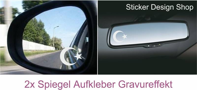 Ay Yildiz Halbmond mit Stern Spiegel Aufkleber Sticker Auto Laptop Handy Türkiye Türkei Glasgravur 2 Stück von Sticker Design Shop