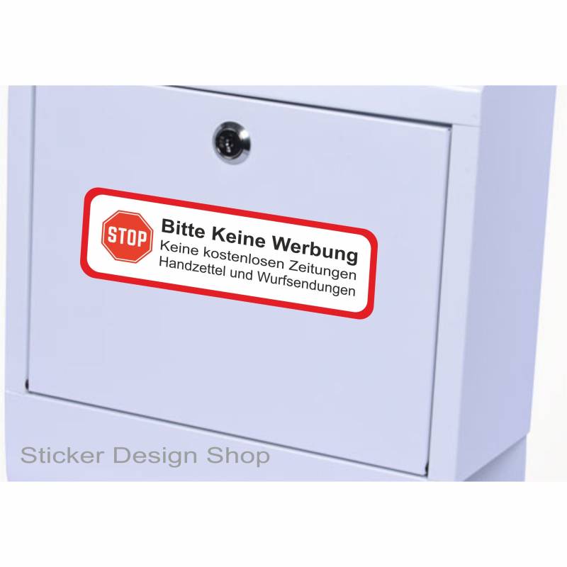 Bitte Keine Werbung Schild Briefkasten Aufkleber Vinyl Stickers 15 x 5 cm von Sticker Design Shop