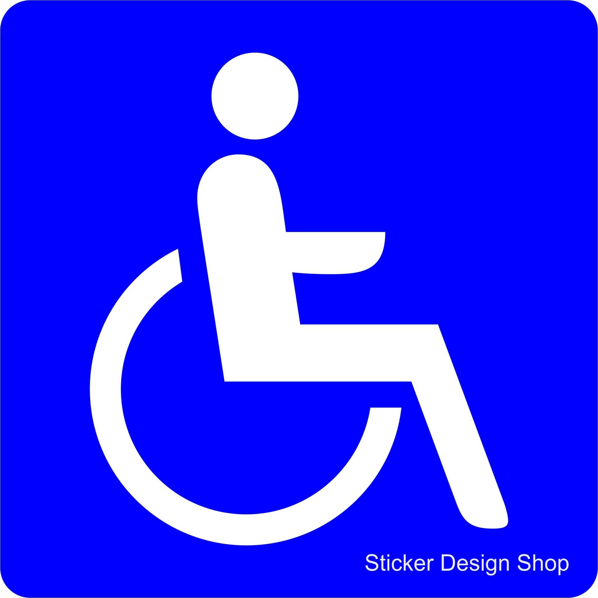 Rollstuhl Rollstuhlfahrer Behinderten Aufkleber Vinyl Stickers in Blau 15 cm von Sticker Design Shop