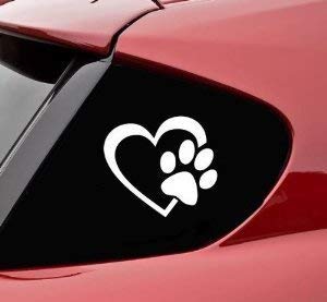 Sticker_Design_Shop Auto Aufkleber Autoaufkleber Hunde Katze Pfoten Pfotensticker mit Herz für Autos Waschstraßentauglich! Weiß von Sticker_Design_Shop