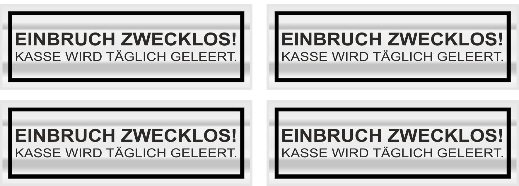 10cm! 2Stück!Aufkleber-Folie Wetterfest Made IN Germany Bewacht Einbruch zwecklos kein Bargeld Kasse täglich geleert S984 UV&Waschanlagenfest-Auto-Vinyl-Sticker Decal Profi Qualität 10cm! 2Stück!Aufkleber-Folie Wetterfest Made IN Germany Bewacht Einbruch zwecklos kein Bargeld Kasse täglich geleert S984 UV&Waschanlagenfest-Auto-Vinyl-Sticker Decal Profi Qualität von Sticker-Designs