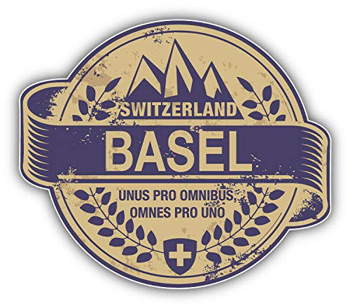 10cm! Klebe-Folie Wetterfest Made-IN-Germany Basel City Switzerland Grunge Travel Stamp G368 UV&Waschanlagenfest Auto-Aufkleber Sticker Decal von Sticker-Designs