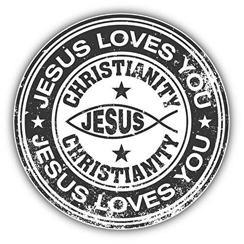 10cm! Klebe-Folie Wetterfest Made-IN-Germany Jesus Loves You Grunge Rubber Stamp G872 UV&Waschanlagenfest Auto-Aufkleber Sticker Decal von Sticker-Designs