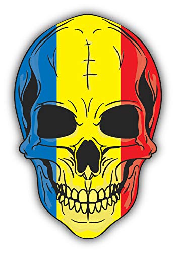 10cm! Klebe-Folie Wetterfest Made-IN-Germany Skull Punisher Totenkopf Flagge Fahne Rumänien H536 UV&Waschanlagenfest Auto-Aufkleber Sticker Decal von Sticker-Designs