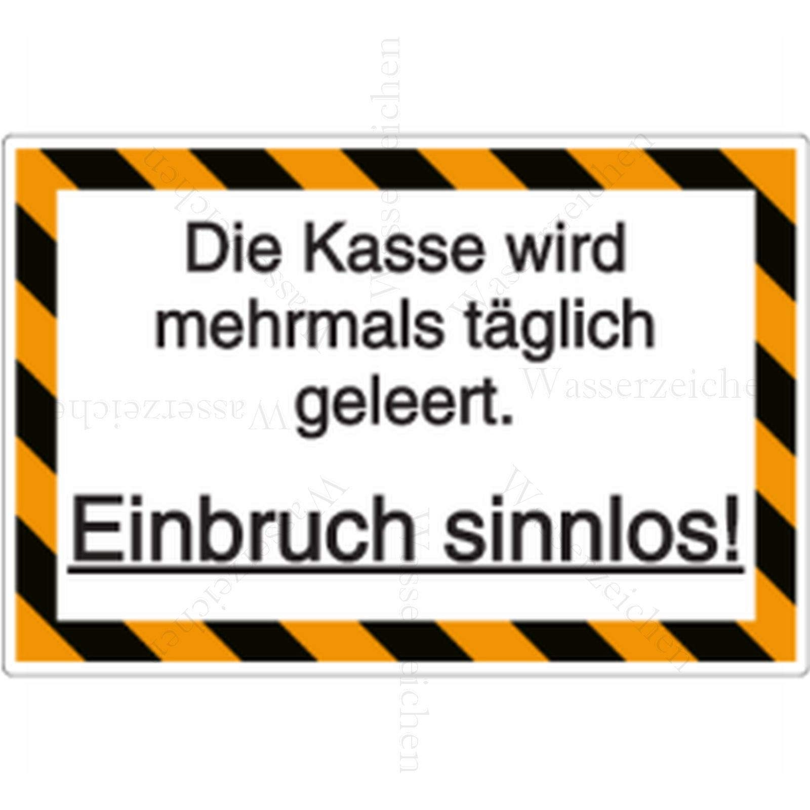 15cm! Aufkleber-Folie Wetterfest Made IN Germany Einbruch zwecklos kein Bargeld Kasse täglich geleert Bewacht S998 UV&Waschanlagenfest-Auto-Vinyl-Sticker Decal Profi Qualität von Sticker-Designs