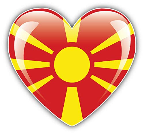 15cm! Klebe-Folie Wetterfest kompatibel für: Mazedonien Herz Flagge Fahne H699 UV&Waschanlagenfest Auto-Aufkleber Sticker Decal von Sticker-Designs