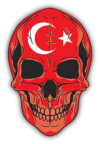 15cm! Klebe-Folie Wetterfest kompatibel für: Skull Punisher Totenkopf Flagge Fahne Türkei H519 UV&Waschanlagenfest Auto-Aufkleber Sticker Decal von Sticker-Designs