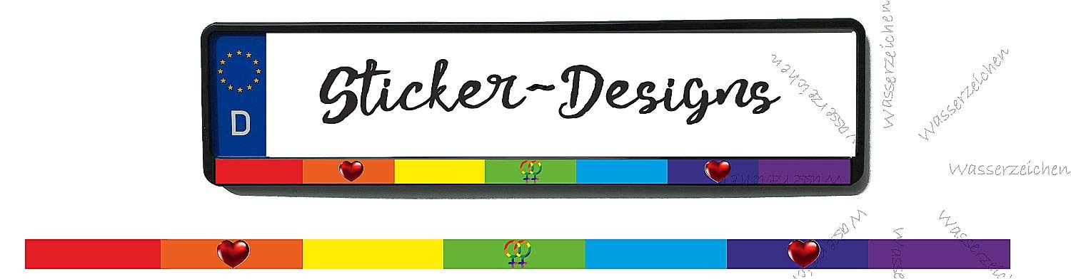 2Stück!50x1,5cm! Aufkleber/Klebe-Streifen für Kennzeichenhalter! Kennzeichen Regenbogen Girls Herz K102 UV&Waschanlagenfest-Auto-Vinyl-Sticker Profi Qualität-Kratzfest! 2Stück!50x1,5cm! Aufkleber/Klebe-Streifen für Kennzeichenhalter! Kennzeichen Regenbogen Girls Herz K102 UV&Waschanlagenfest-Auto-Vinyl-Sticker Profi Qualität-Kratzfest! von Sticker-Designs