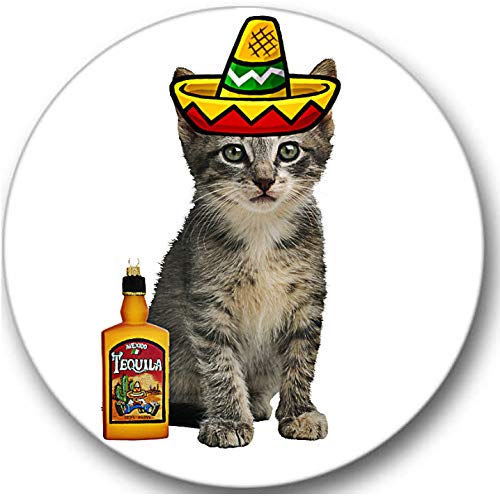 Sticker-Designs 10cm! Klebe-Folie Wetterfest Made-IN-Germany Mexican Tabby Sombrero Katze Kätzchen No611 rund/weißer Hintergrund! UV&Waschanlagenfest Auto-Aufkleber Profi-Qualität! von Sticker-Designs