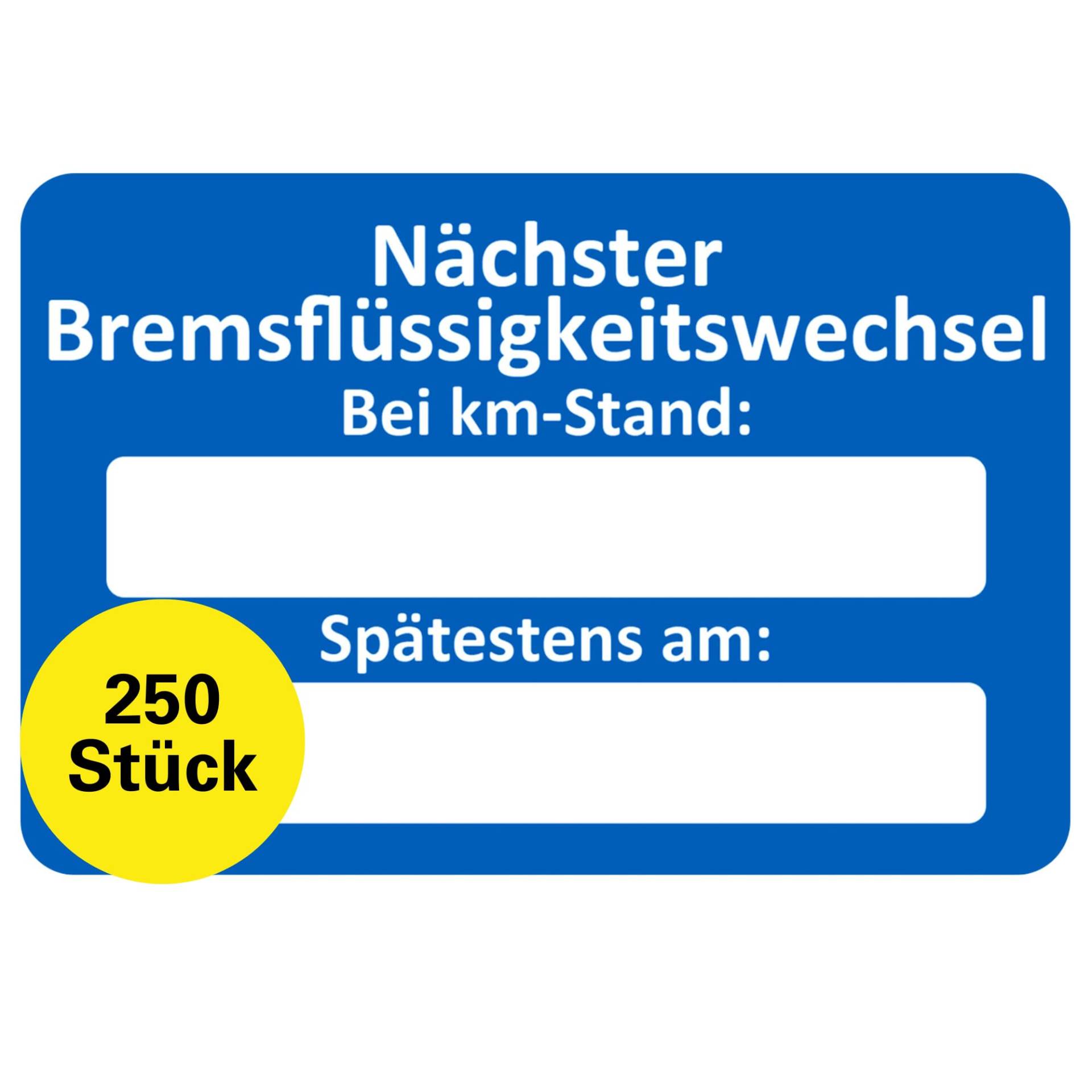 Kundendienst Aufkleber Serviceaufkleber Auswahl: (250 Stück, Nächster Bremsflüssigkeitswechsel bei) von Sticker-Verlag