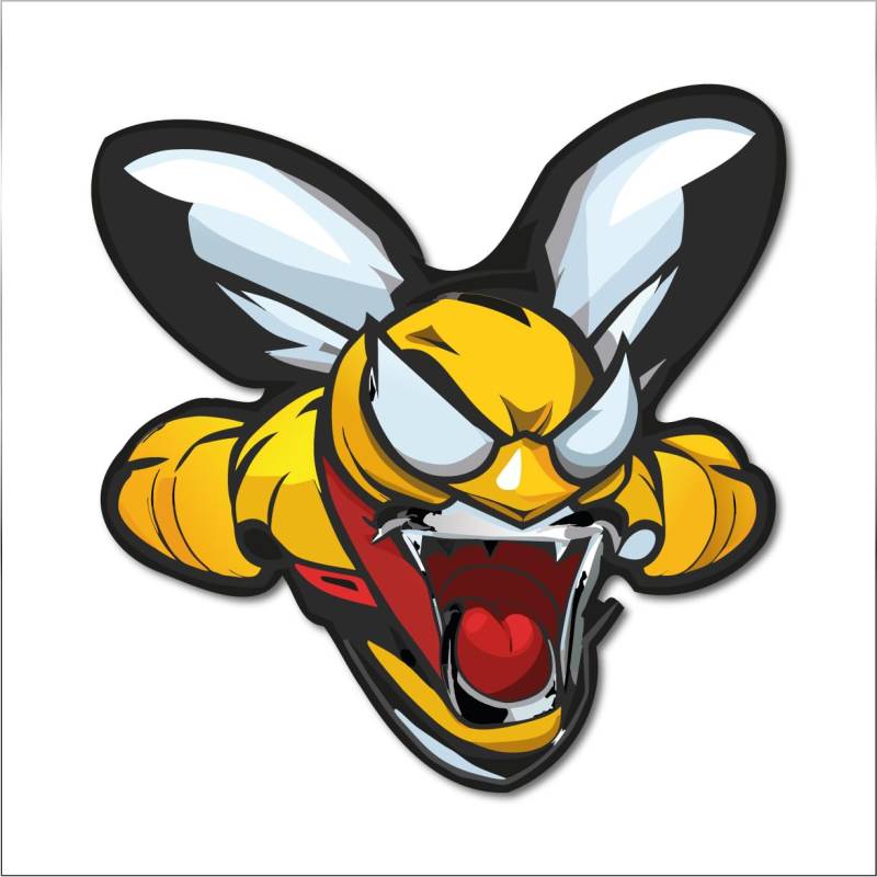 1x Aufkleber Biene 100x100mm Hornisse Angry Bee fliegen Honig gelb Fun JDM Comic Cartoon Auto Sticker Kleber Digitaldruck Motiv 1 von Stickerfreaks