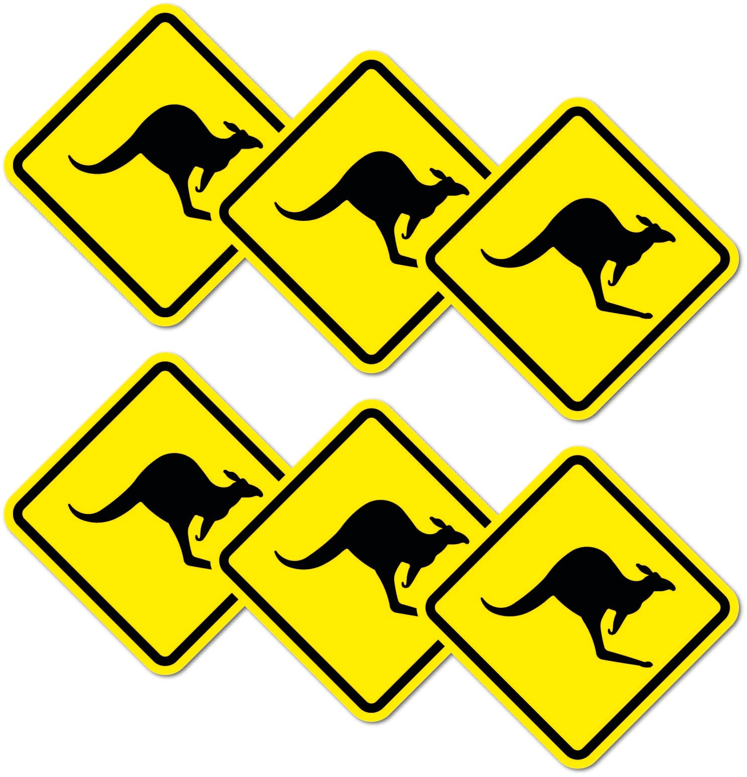 6 Stück Warnhinweis Aufkleber 5x5cm Känguru Australien UV Schutz laminiert wasserfest Digitaldruck Warnung von Stickerfreaks