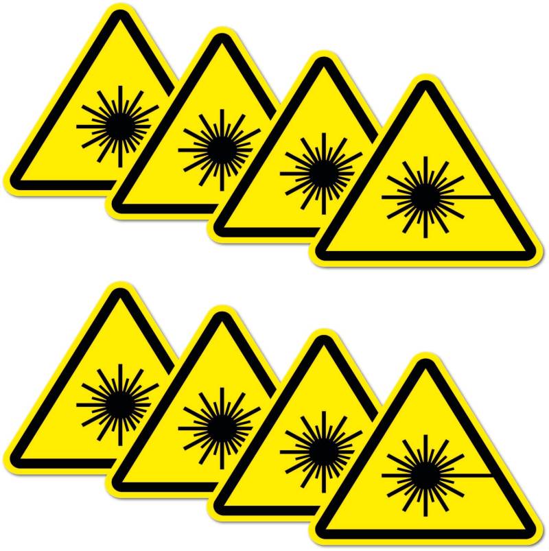 8 Stück Warnhinweis Aufkleber 6x5cm Laser UV Schutz laminiert wasserfest Digitaldruck Warnung von Stickerfreaks