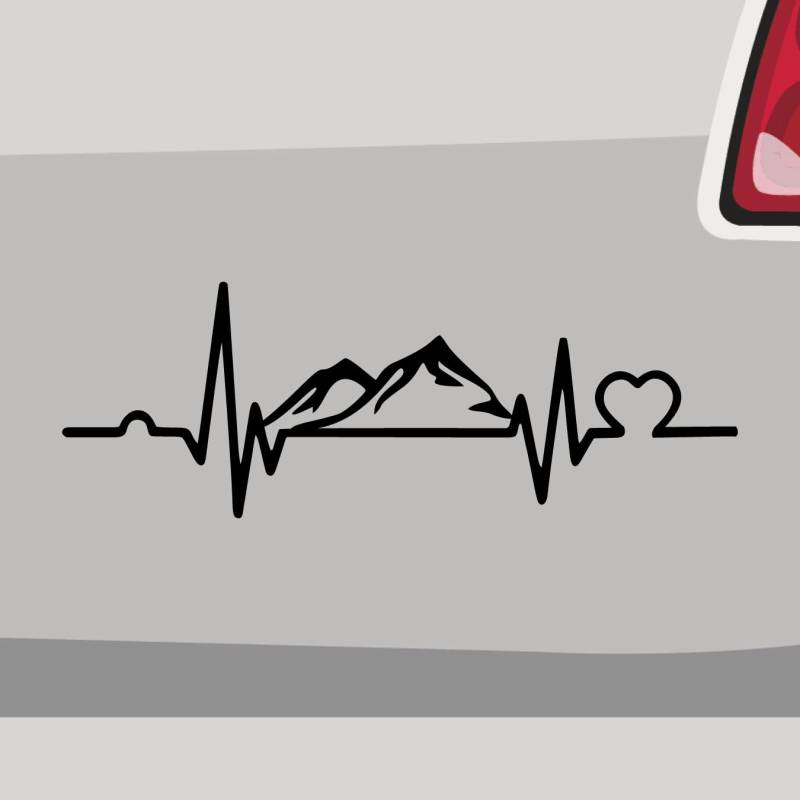 Stickerfreaks Herzschlag Berge Aufkleber Outdoor Sticker Abenteuer Auto Bike Decal Vinyl Alpen Aufkleber Größe: 29x10cm (XL) | Farbe: 71-grau | Outdoor Sticker Kleber Deko Tuning Auto-Folie von Stickerfreaks