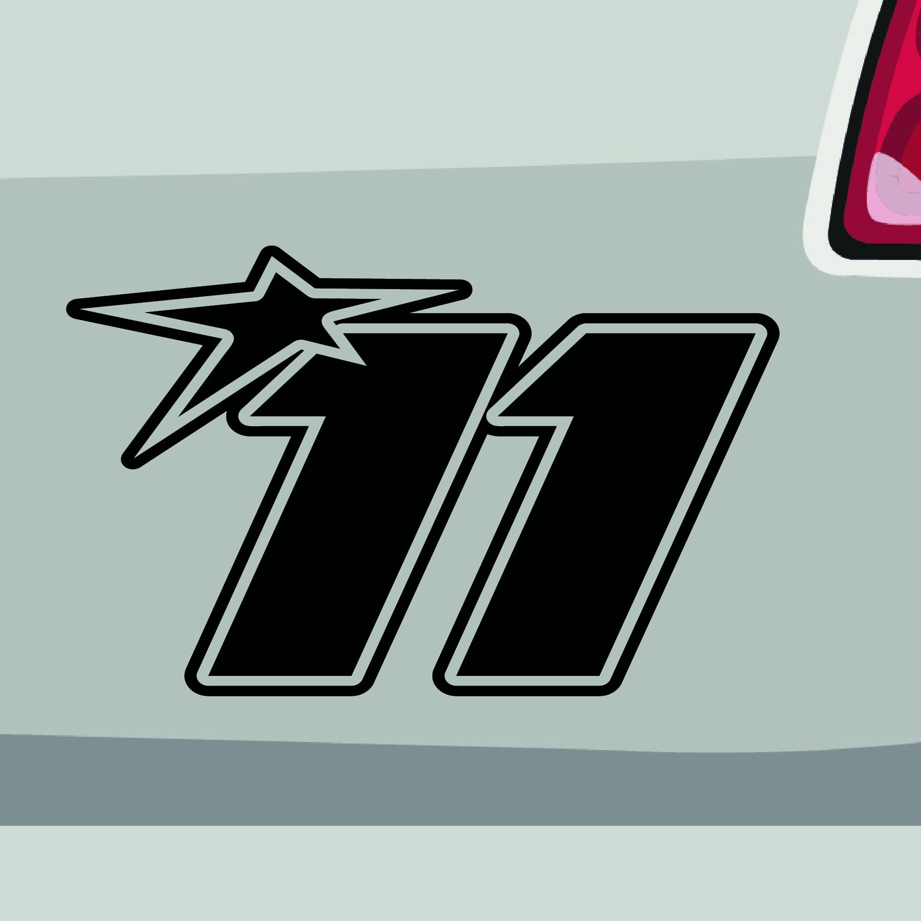 Stickerfreaks Startnummer 11 Aufkleber Rennen Sticker Track Race Star Auto Bike Decal Vinyl Aufkleber Größe: Sparset (2X M 2X L 1x XL) | Farbe: 91 | Rennen Sticker Kleber Deko Tuning Startnummer von Stickerfreaks
