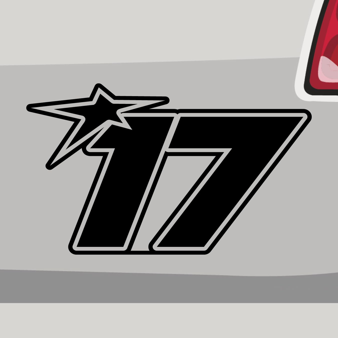 Stickerfreaks Startnummer 17 Aufkleber Racenumber Sticker Team Zahl Stern Auto Bike Decal Star Aufkleber Größe: 20x12cm (L) | Farbe: 64-grün | Racenumber Sticker Kleber Deko Tuning Zahl von Stickerfreaks
