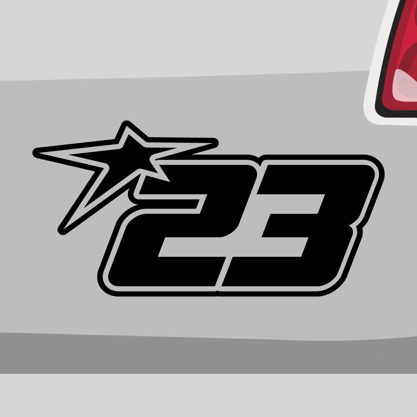 Stickerfreaks Startnummer 23 Aufkleber Race Track Sticker Star Stern Auto Bike Decal Vinyl JDM Aufkleber Größe: 10x5cm (S) | Farbe: 10-weiß | Racenumber Sticker Kleber Deko Tuning Zahl von Stickerfreaks