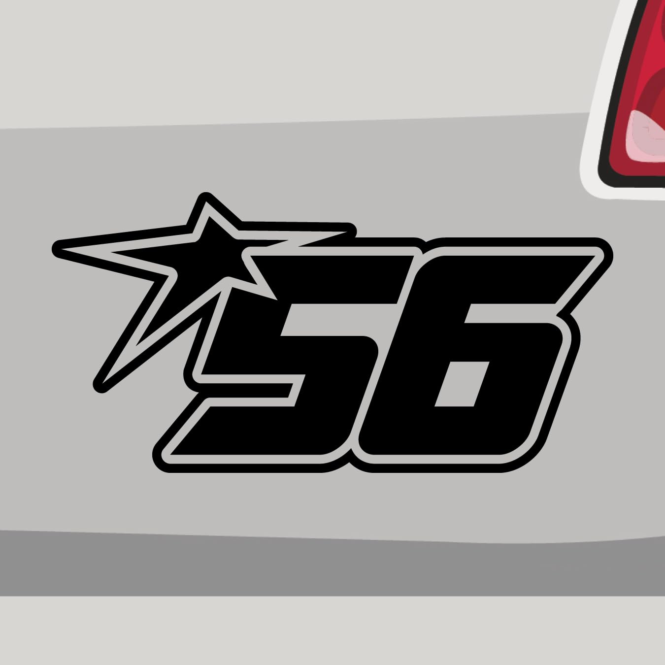 Stickerfreaks Startnummer 56 Aufkleber Racenumber Sticker Team Ziel Auto Bike Decal Vinyl Star Aufkleber Größe: 10x5cm (S) | Farbe: 70-schwarz | Racenumber Sticker Kleber Deko Tuning Zahl von Stickerfreaks