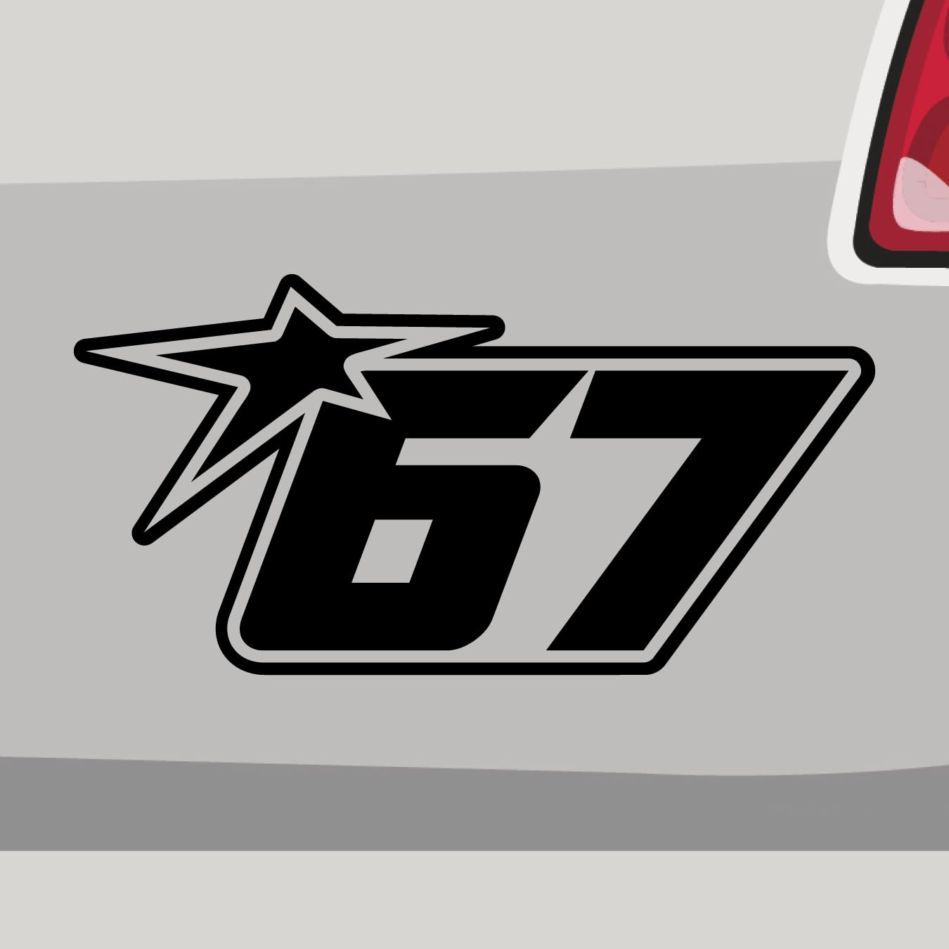 Stickerfreaks Startnummer 67 Aufkleber Number Sticker Rennen Fun Auto Bike Decal Vinyl Race Aufkleber Größe: 29x14,5cm (XL) | Farbe: 21-gelb | Racenumber Sticker Kleber Deko Tuning Zahl von Stickerfreaks