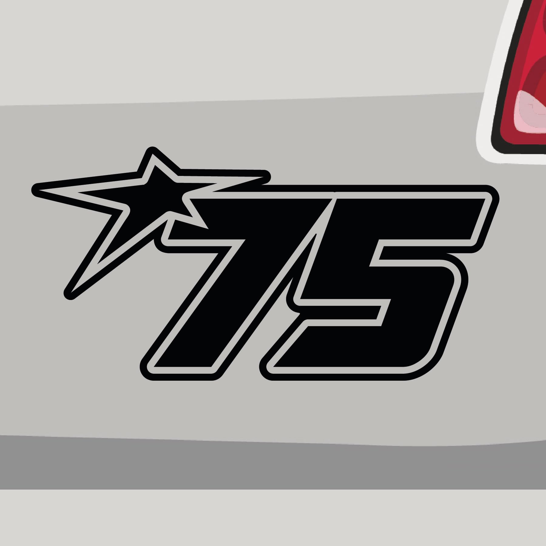 Stickerfreaks Startnummer 75 Aufkleber Race Sticker Star Number Stern Auto Bike Decal Vinyl Aufkleber Größe: 29x14,5cm (XL) | Farbe: 66-türkisblau | Race Sticker Kleber Deko Tuning Startnummer von Stickerfreaks