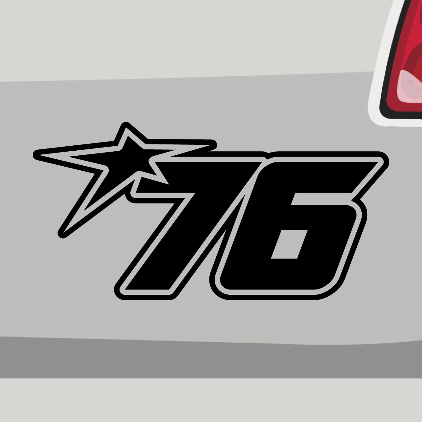 Stickerfreaks Startnummer 76 Aufkleber Racenumber Sticker Race Track Auto Bike Decal Vinyl JDM Aufkleber Größe: 20x10cm (L) | Farbe: 70-schwarz | Racenumber Sticker Kleber Deko Tuning Zahl von Stickerfreaks