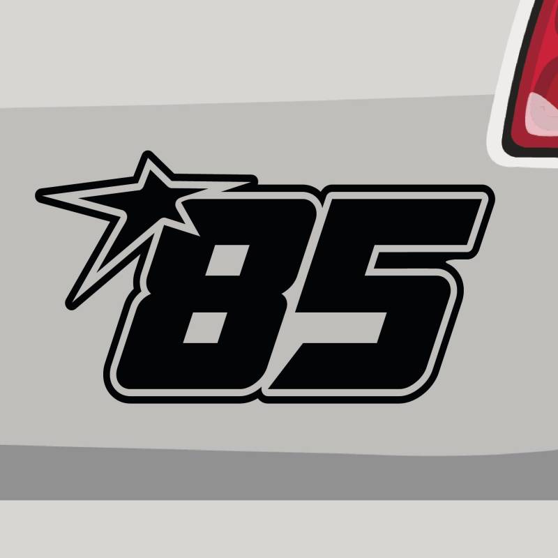 Stickerfreaks Startnummer 85 Aufkleber Rennen Sticker Stern Kleber Auto Bike Decal Kleber Aufkleber Größe: 45x25cm (XXL) | Farbe: 41-pink | Rennen Sticker Kleber Deko Tuning Startnummer von Stickerfreaks