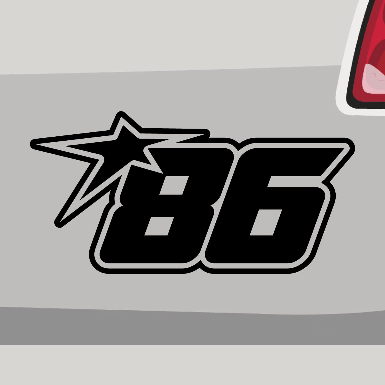 Stickerfreaks Startnummer 86 Aufkleber Race Sticker Sieger Cup Auto Bike Decal Vinyl GP Start Aufkleber Größe: 14x7cm (M) | Farbe: 70-schwarz | Racenumber Sticker Kleber Deko Tuning Zahl von Stickerfreaks