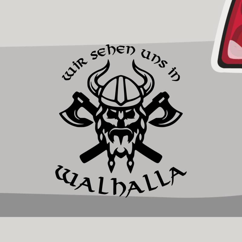 Stickerfreaks Wir sehen und in Walhalla Aufkleber Wikinger Sticker Auto Bike Decal Vinyl Odin Aufkleber Größe: 10x8,5cm (M) | Farbe: 70-schwarz | Wikinger Sticker Kleber Deko Tuning JDM von Stickerfreaks