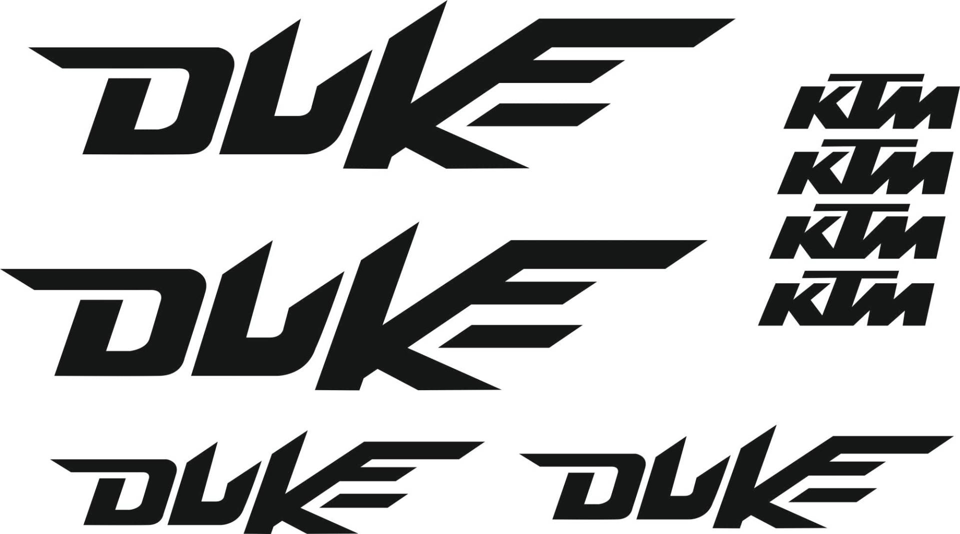 Stickerloveshop Motorrad Aufkleber Set KTM Duke Aufkleber Sticker Decals Logo Vinyl (Schwarz, Inline) von Stickerloveshop