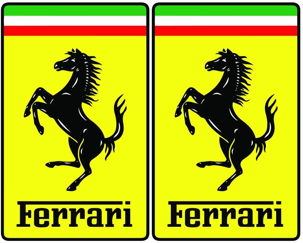 Stickerloveshop Ferrari Auto Aufkleber Tuning Sticker 2 Stück Emblem Logo JDM Pferd S&F (10x6,4 cm Rechteckig) von Stickerloveshop