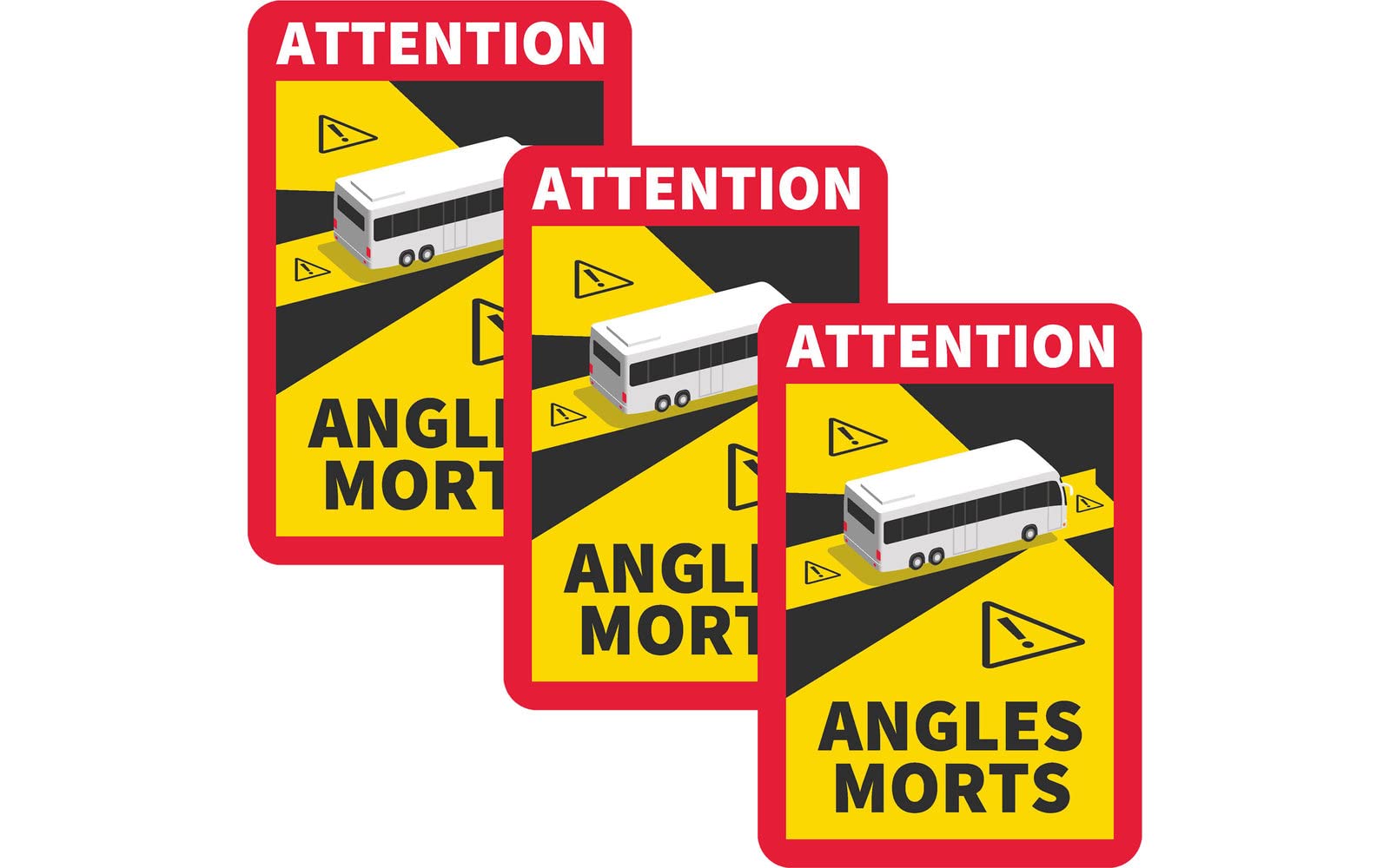 Stickerloveshop Toter Winkel Attention Angles Morts Aufkleber - 3 STK, 17 x 25 cm -Totwinkel Aufkleber LKW, Bus und Wohnmobil Frankreich (Womo/Bus) von Stickerloveshop