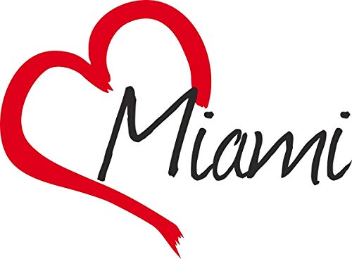 Auto Aufkleber Stadt Miami USA Herz Sticker ca.9x12 cm konturgeschnitten von Stickerpalast