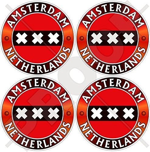 AMSTERDAM Flagge NIEDERLANDE Holland Niederländisch, Nederland 50mm Auto & Motorrad Aufkleber, x4 Vinyl Stickers von StickersWorld