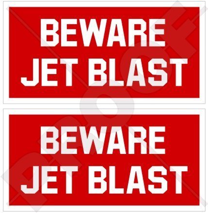 BEWARE JET BLAST Flugzeug Hubschrauber USAF 75mm Auto & Motorrad Aufkleber, x2 Vinyl Stickers von StickersWorld