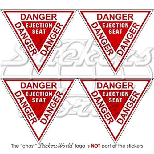 Danger Ejection Seat USAF Martin Baker 60 mm Vinyl-Aufkleber, 4 Stück von StickersWorld