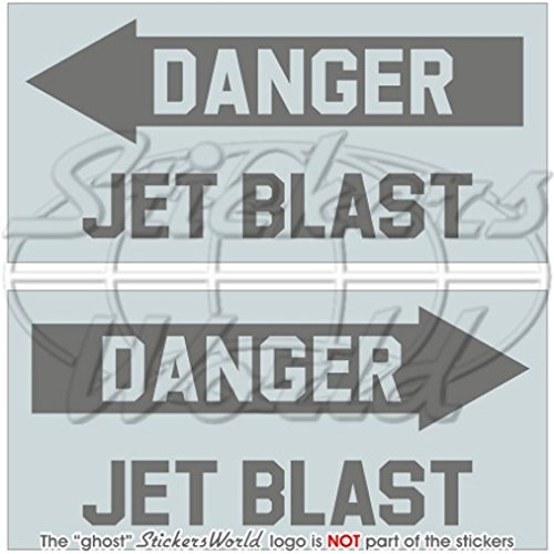 Danger Jet Blast LowVis Flugzeug-Aufkleber, 75 mm, Vinyl, 2 Stück von Lupsty
