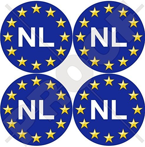 EUROPÄISCHE UNION-NL Rondelle Europa-Niederlande EU-Niederländisch 50mm Auto & Motorrad Aufkleber, x4 Vinyl Sticker von StickersWorld