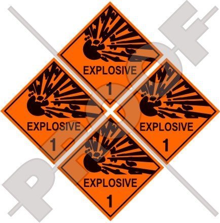 EXPLOSIV Explosionsgefahr Warnsicherheitsschild 50mm Auto & Motorrad Aufkleber, x4 Vinyl Sticker von StickersWorld