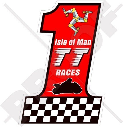 Isle of Man TT Races Nummer 1 Manx Moto GP 10,2 cm (100 mm) Vinyl bike-helmet Aufkleber, Aufkleber von StickersWorld