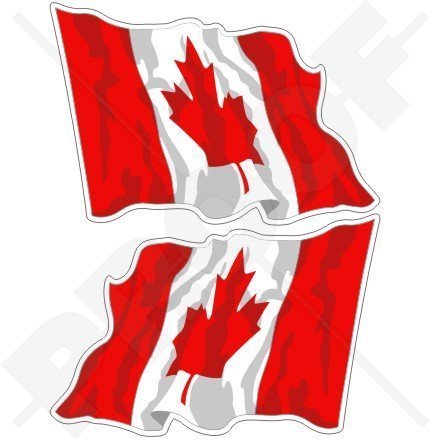 KANADA Kanadische Wehende Fahne Ahornblatt 120mm Auto & Motorrad Aufkleber, x2 Vinyl Stickers von StickersWorld