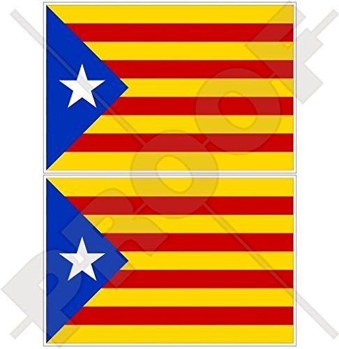 KATALONIEN Katalanische Unabhängigkeit Blaue Flagge SPANIEN Estelada Blava Spanisch 75mm Auto & Motorrad Aufkleber, x2 Vinyl Stickers von StickersWorld