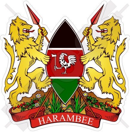 Kenia kenianischen Wappen, East Afrika 85 mm (8,4 cm) Vinyl Bumper Aufkleber, Aufkleber von StickersWorld