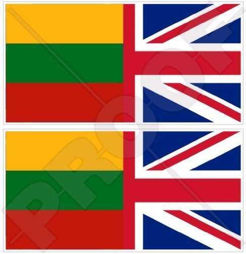 LITAUEN-UK Flagge, Litauisch-Britischer Union Jack,Großbritannien UK 75mm Auto & Motorrad Aufkleber, x2 Vinyl Stickers von StickersWorld