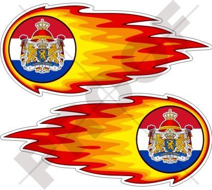 NIEDERLANDE Holland Niederländisch Flammender Feuerball, Feur 125mm Auto & Motorrad Aufkleber, x2 Vinyl Stickers von StickersWorld