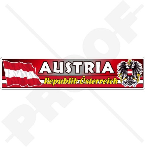Österreich Flagge Österreichisches Wappen Republik Österreich Emblem 180 mm (7,1 Zoll) Vinyl Stoßstange Aufkleber von StickersWorld