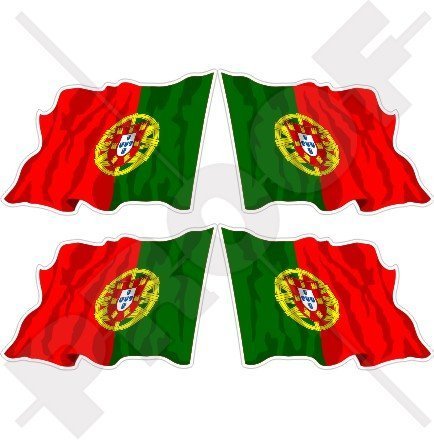 PORTUGAL Portugiesische Wehende Flagge Portugiesische Republik 50mm Auto & Motorrad Aufkleber, x4 Vinyl Stickers (Links - Rechts) von StickersWorld