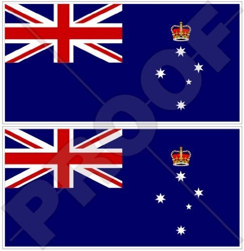 VICTORIA Staatsflagge, Fahne AU-VIC Australien, Australier 110mm Auto & Motorrad Aufkleber, x2 Vinyl Stickers von StickersWorld